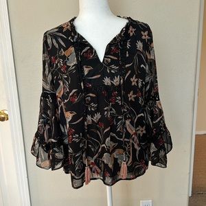 Maeve Black Floral Blouse